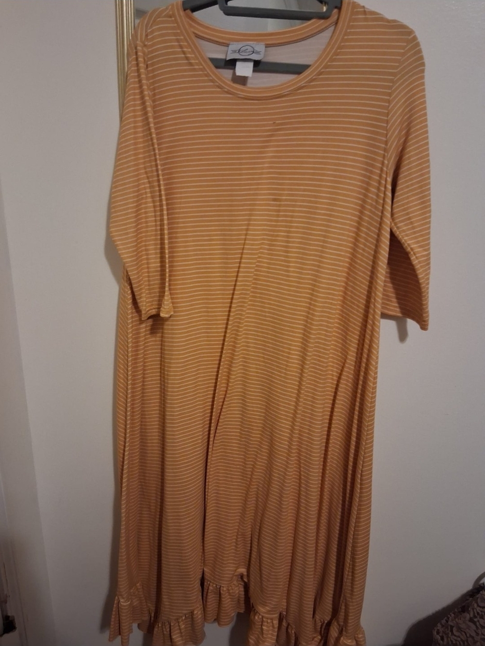 Yellow Striped Ruffle Hem Dress